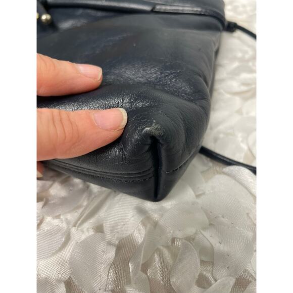 Vintage Etienne Aigner Clutch or Crossbody Navy Leather Minimalist Bag Y2K - Picture 6 of 7